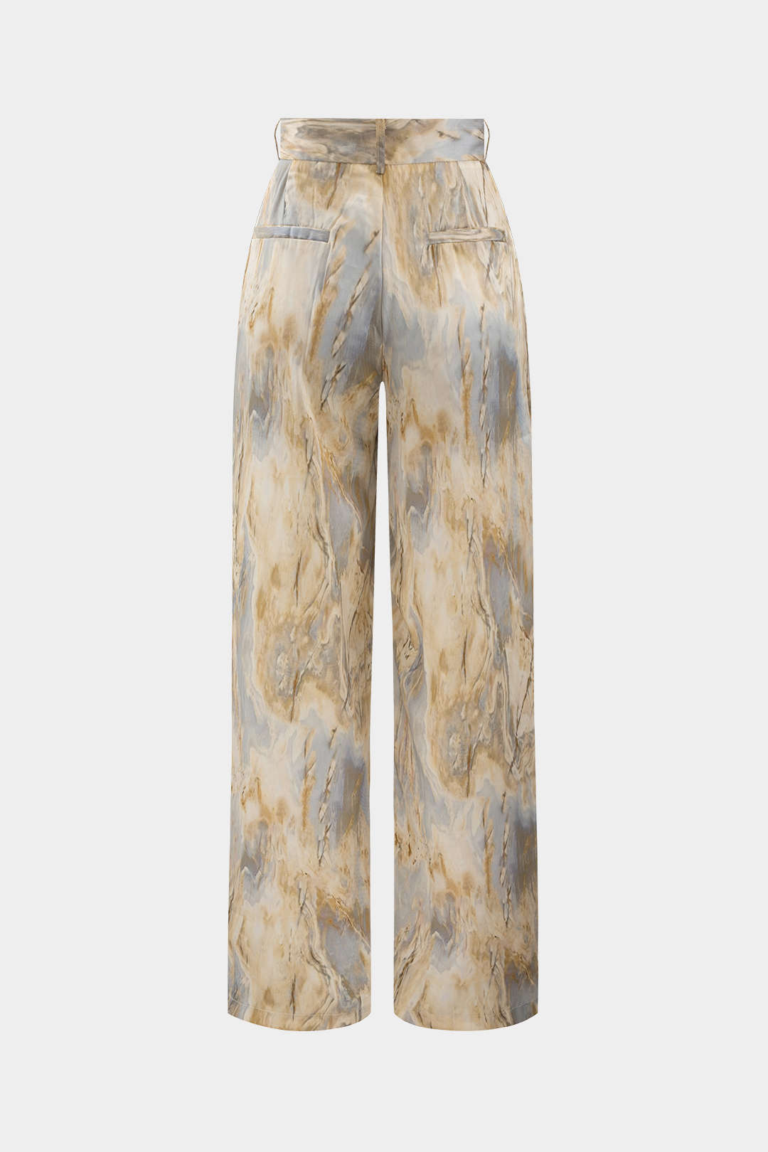 Chic Marble-Patterned Straight Leg Trousers