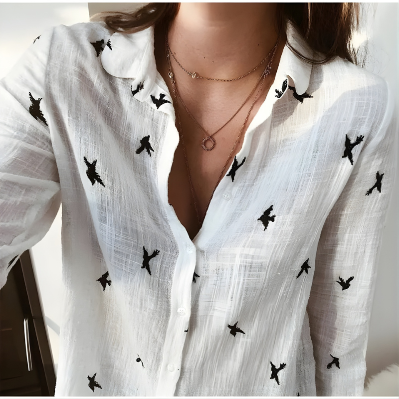 Lea | Cotton Long Sleeve Blouse