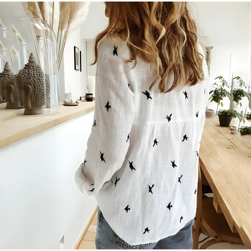 Lea | Cotton Long Sleeve Blouse