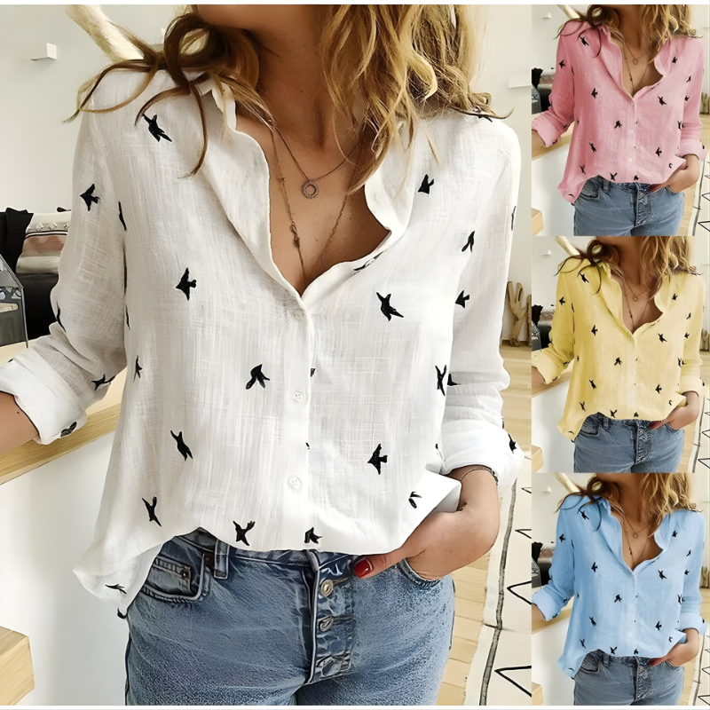 Lea | Cotton Long Sleeve Blouse