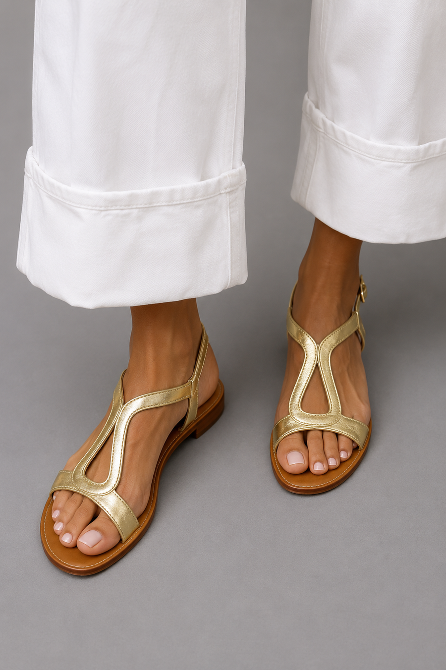 Steph™ | Metallic T-Bar Sandals