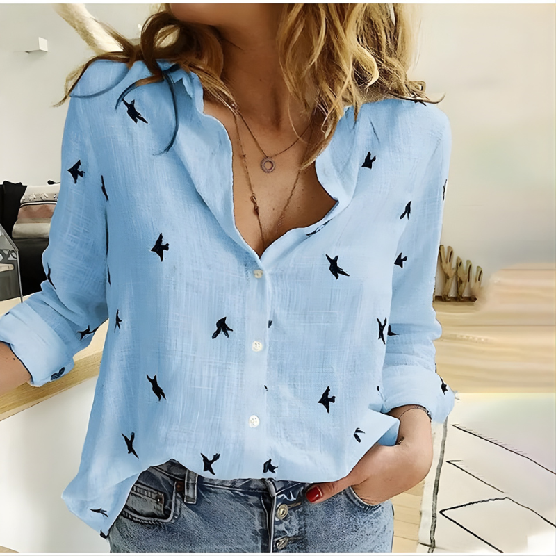 Lea | Cotton Long Sleeve Blouse