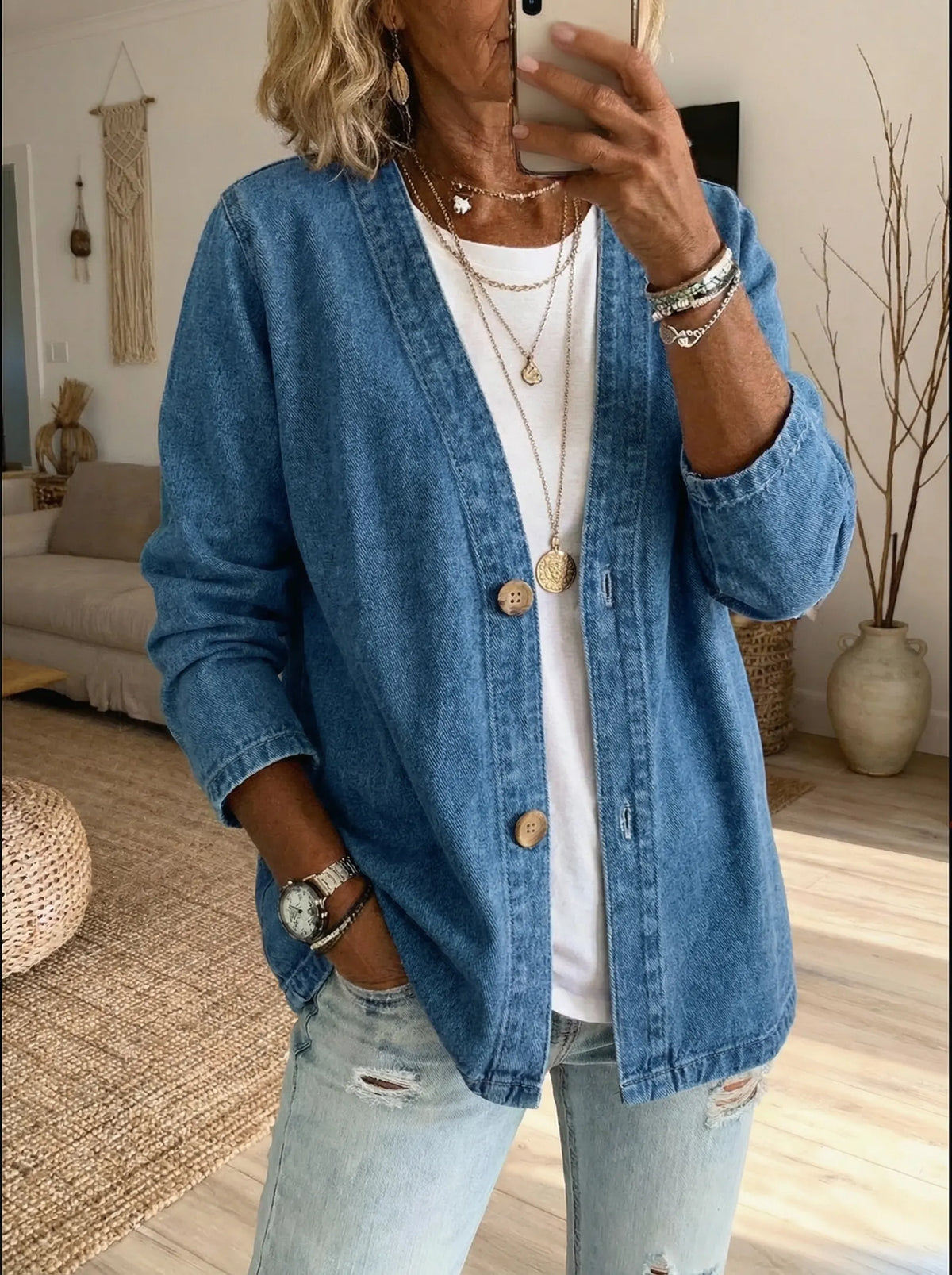 Corinne |Denim Button Coat