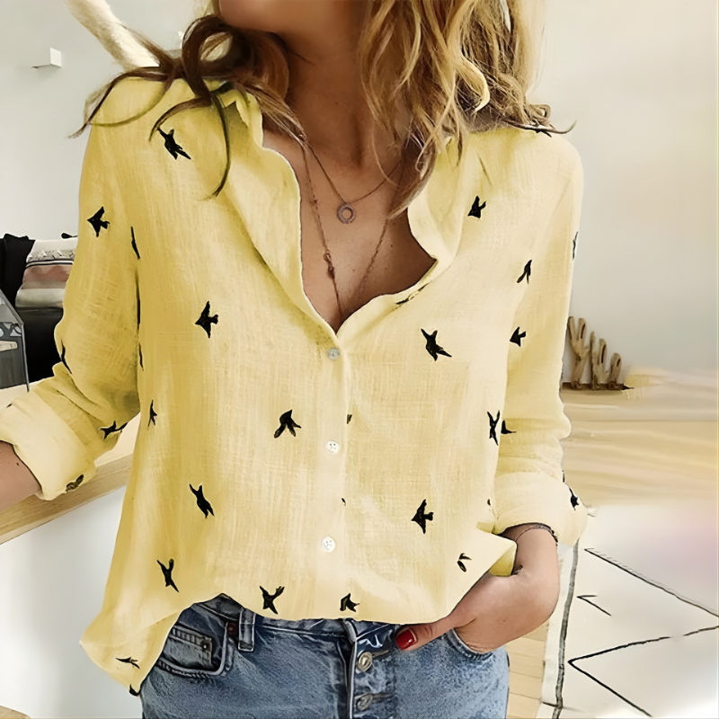 Lea | Cotton Long Sleeve Blouse
