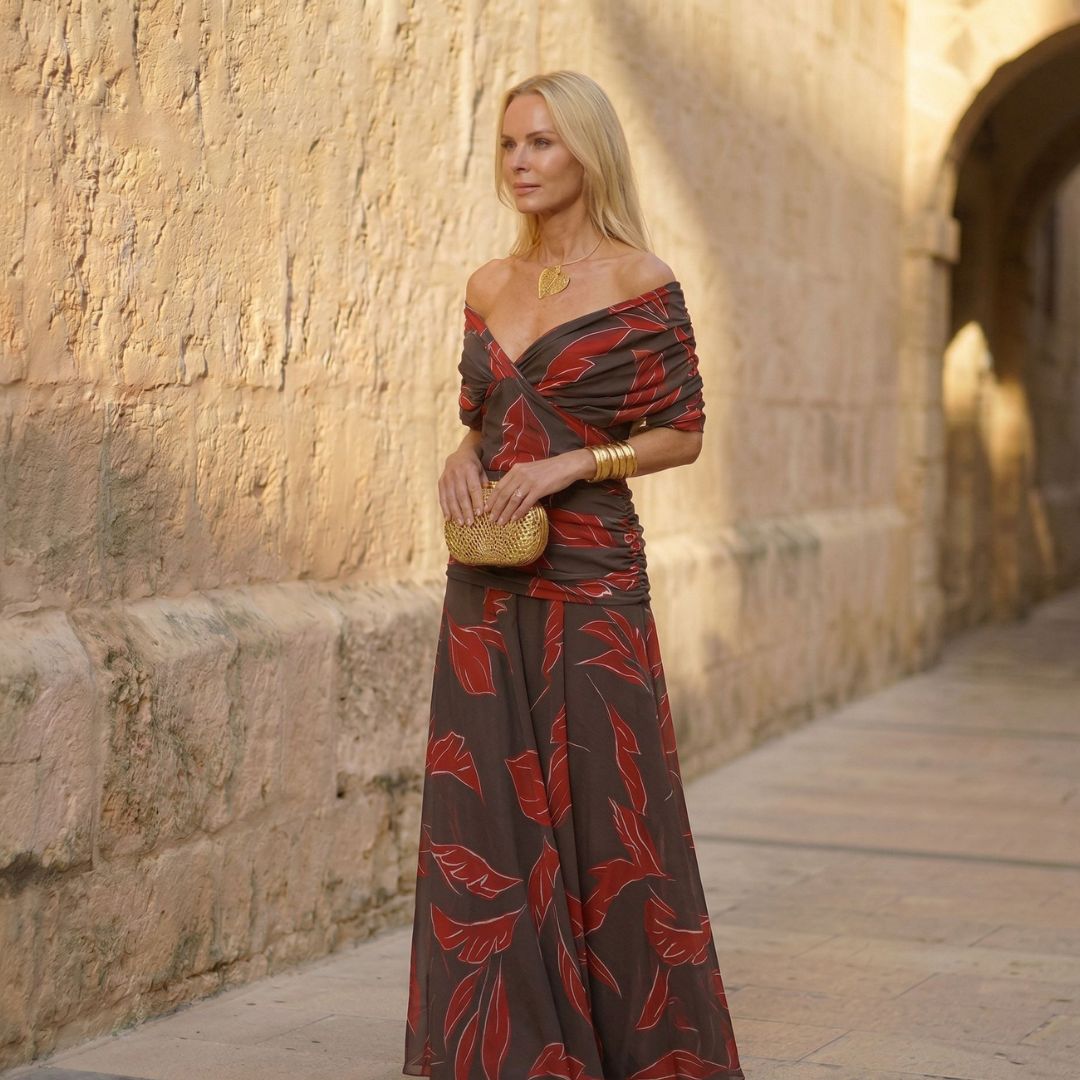 Krista™ | Brown Leaf-Print Dress