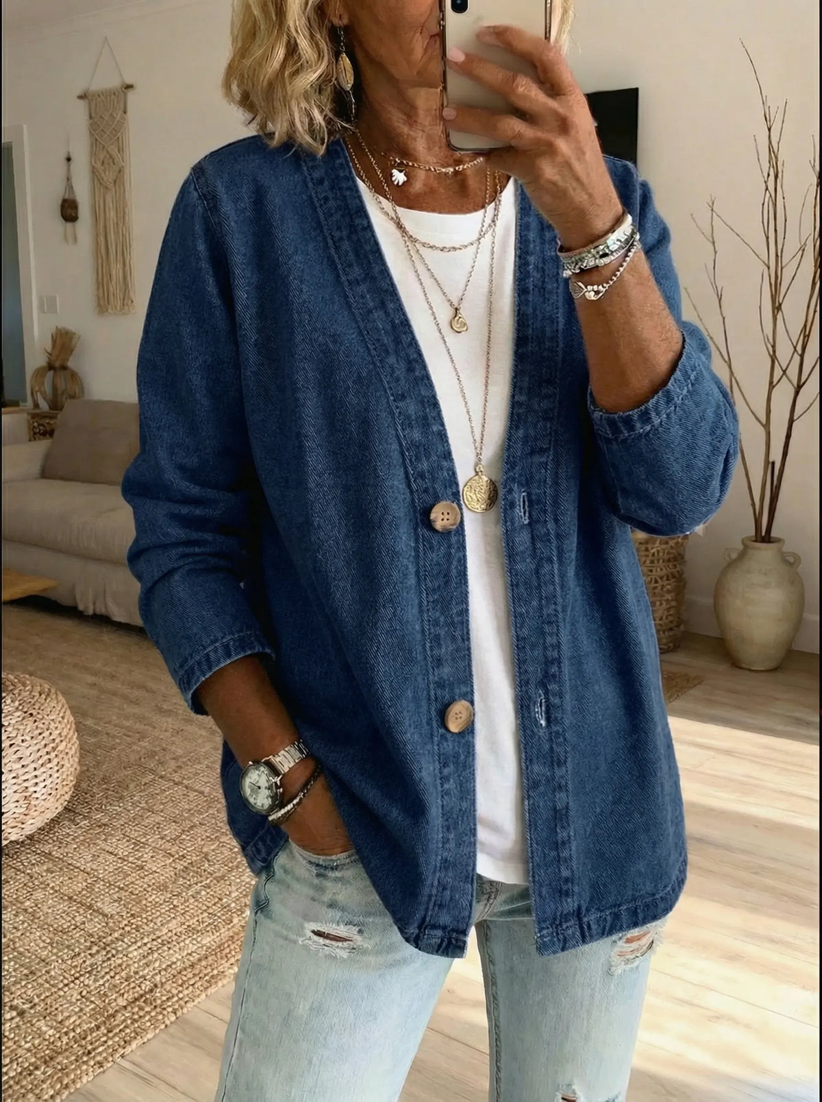 Corinne |Denim Button Coat