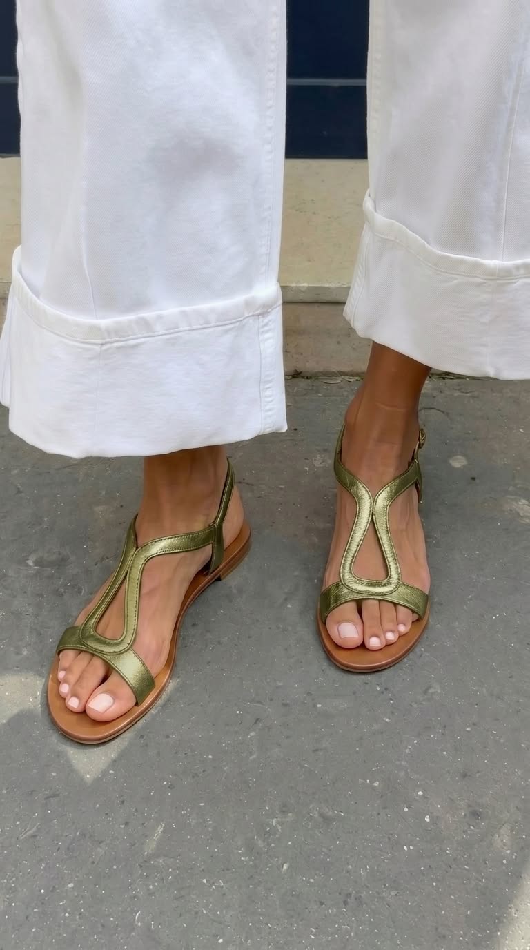 Steph™ | Metallic T-Bar Sandals