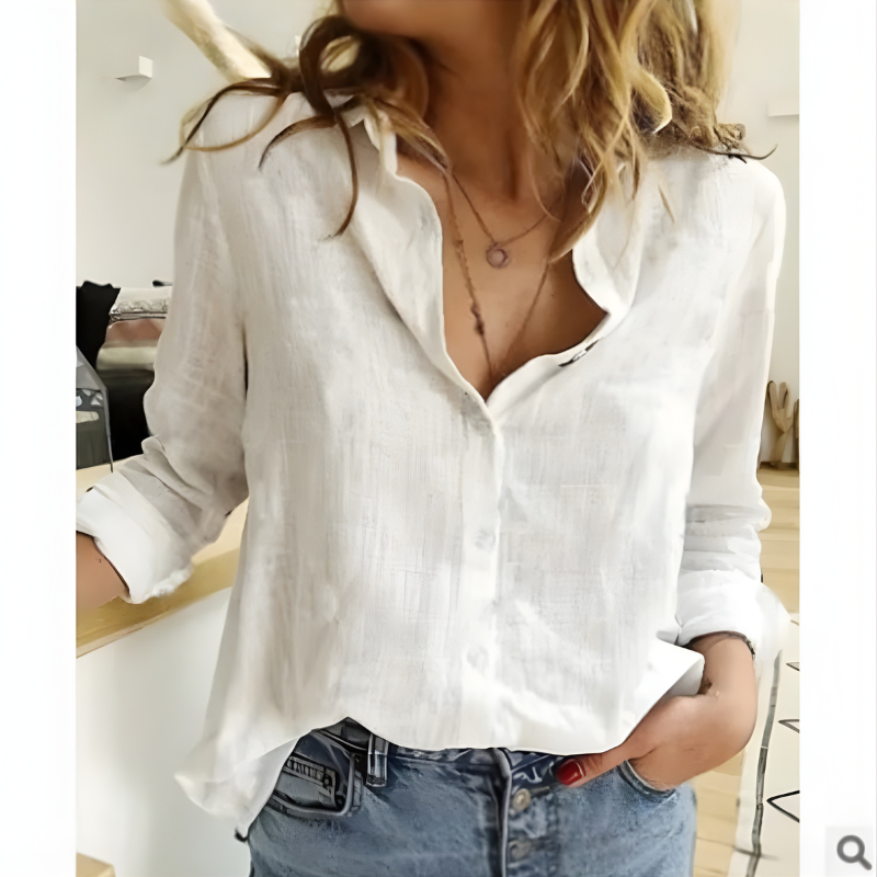 Lea | Cotton Long Sleeve Blouse