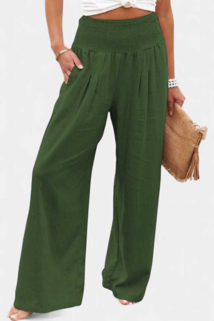 Lexia Comfortable Waist Fluid Cotton and Linen Pants