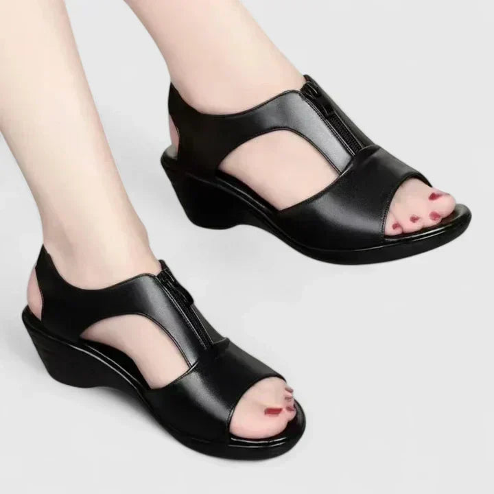 Ashley™ | Peep Toe Block Heel Sandals