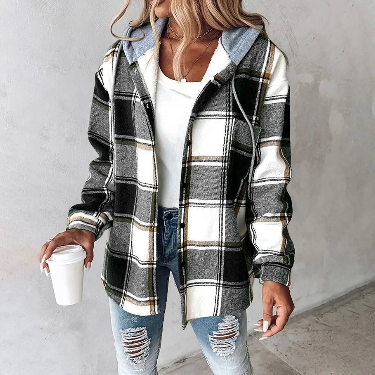 Marlene™ | Checked Hooded Jacket