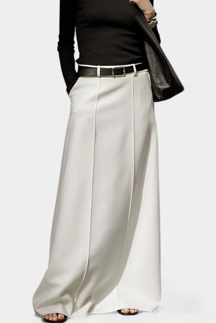 Ada H-Line Solid Color Minimalist Skirt