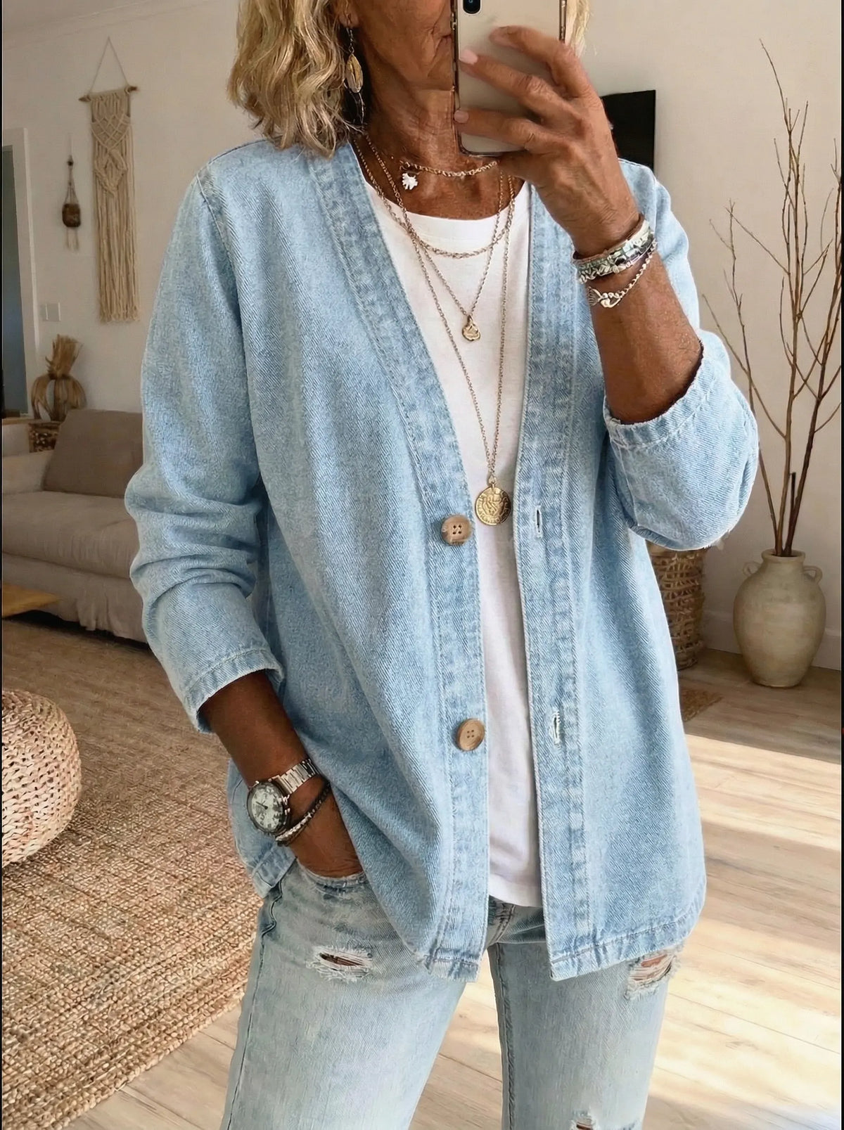 Corinne |Denim Button Coat