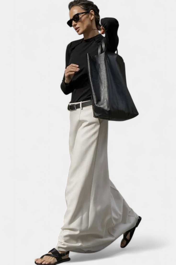 Ada H-Line Solid Color Minimalist Skirt