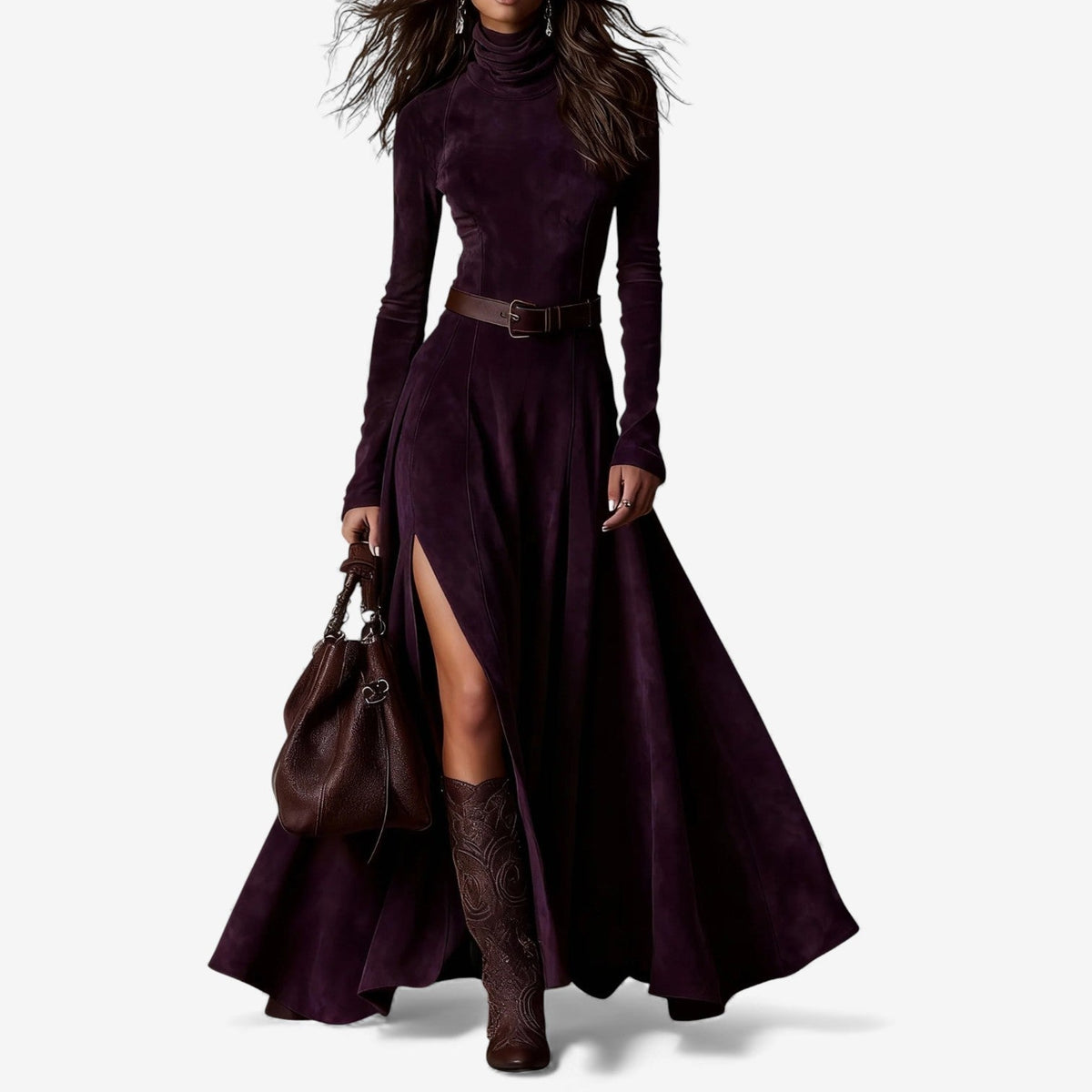 Anthea™ | Belted High-Neck Maxi Dress