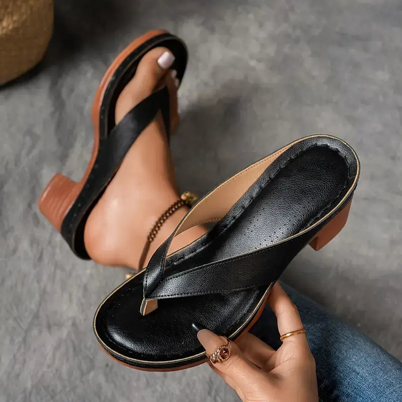 Jenelle™ | Block Heel Thong Sandals