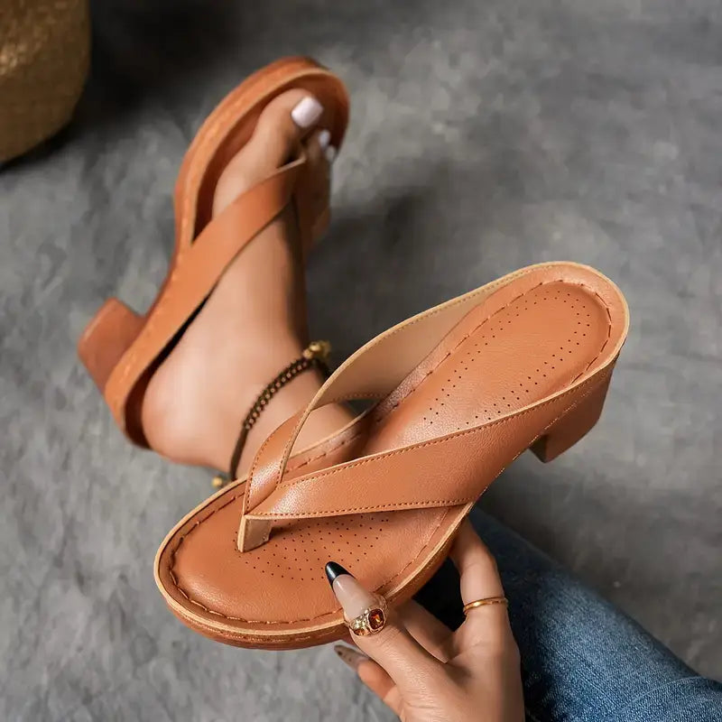 Jenelle™ | Block Heel Thong Sandals