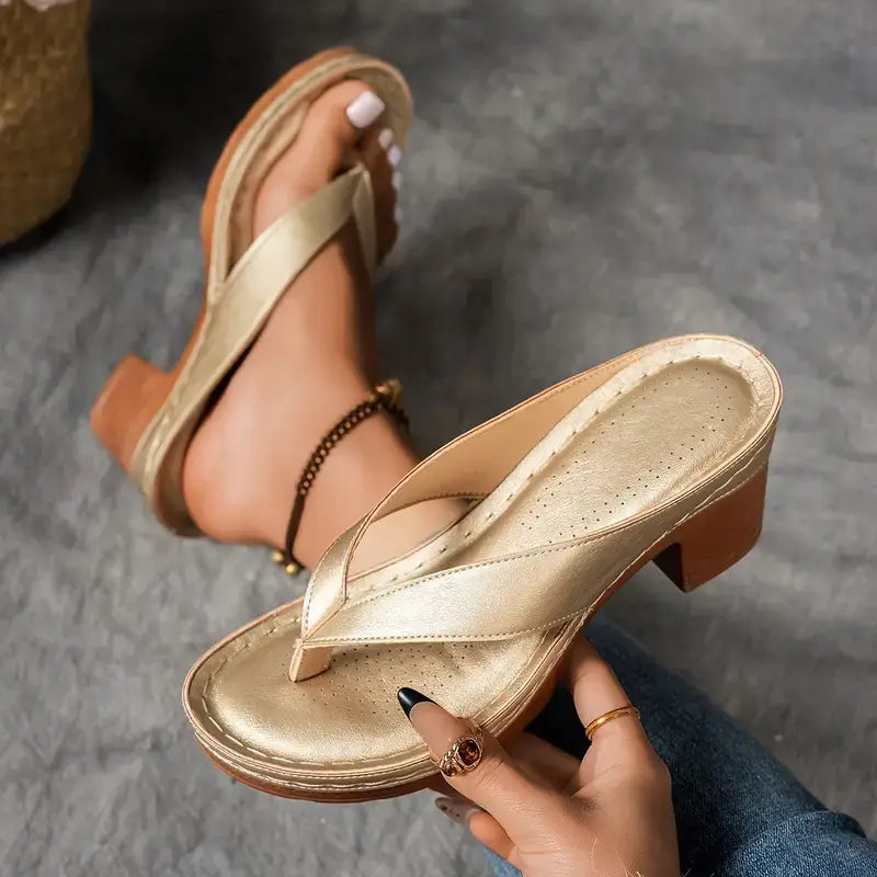 Jenelle™ | Block Heel Thong Sandals