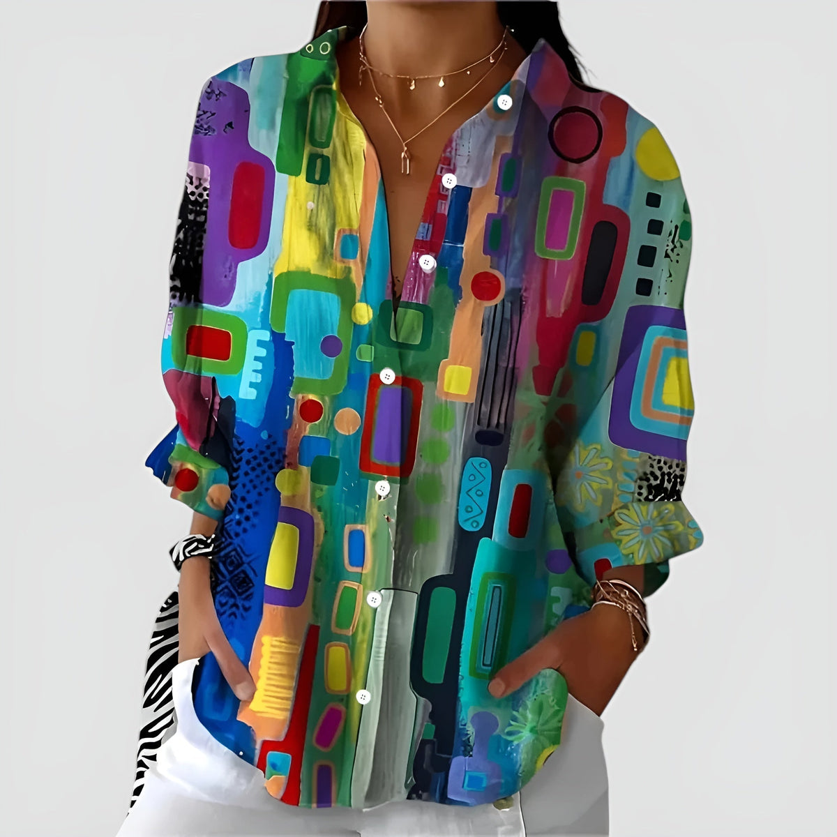 Everly | Blouse with Geometric Pattern